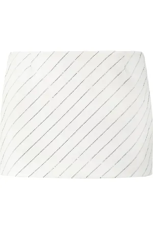 Philipp Plein Crystal-embellished pinstriped mini skirt