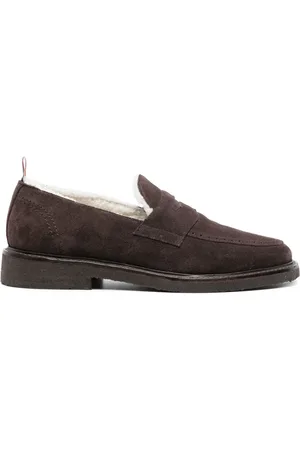 Thom Browne Shearling-lining suede penny loafers