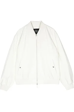 MAN ON THE BOON. Zip-up varsity leather jacket