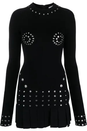 OFF-WHITE Eyelet-embellished pleated minidress
