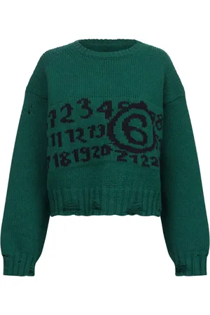 Maison Margiela Logo-intarsia distressed-effect jumper