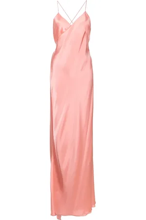 Michelle Mason Cross-strap silk wrap gown