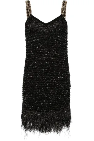 Balmain Fringed Lurex tweed minidress