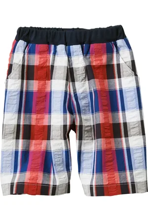 Familiar Check-pattern cotton shorts