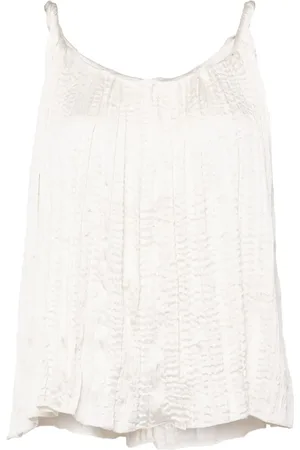 tout a coup Pliss??-effect sleeveless blouse