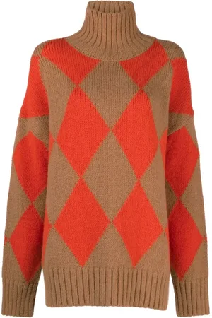 La DoubleJ Argyle high-neck jumper