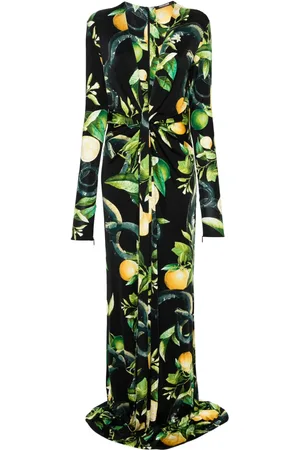 Roberto Cavalli Lemon-print jersey maxi dress