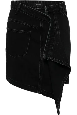 GOEN.J Asymmetric draped denim skirt