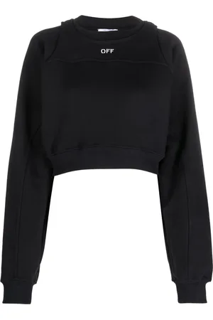OFF-WHITE Logo-print cropped cotton sweatshirt