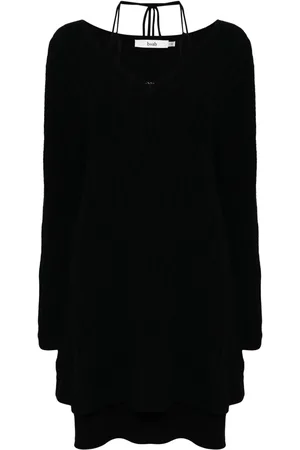 B+AB Lace-up knitted minidress