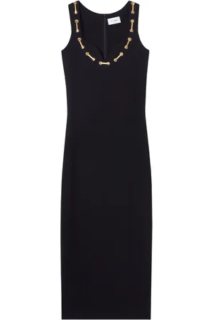 ST. JOHN Eyelet-detail midi dress