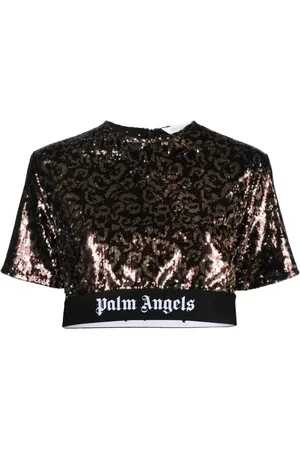 Palm Angels Sequin-embellished crop top