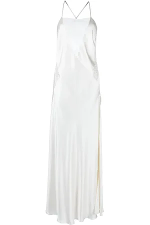 Michelle Mason Lace-inset gown long sleeveless dress