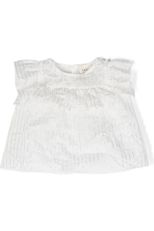 DOUUOD KIDS Stripe-detailing short-sleeve blouse