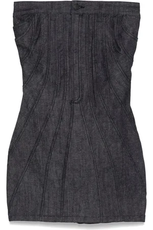 MUGLER Strapless denim mini dress