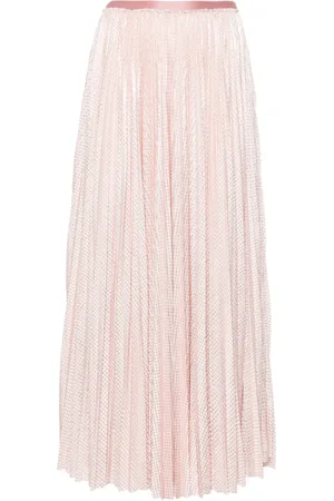 FORTE FORTE Pleated houndstooth-print midi skirt