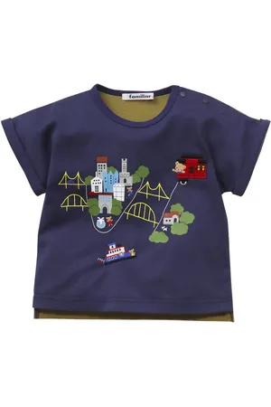Familiar Embroidered-design cotton T-shirt