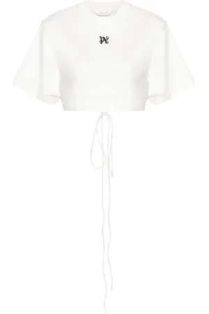 Palm Angels Logo-embroidered cropped T-shirt