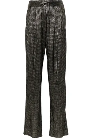 FORTE FORTE Houndstooth metallic straight trousers