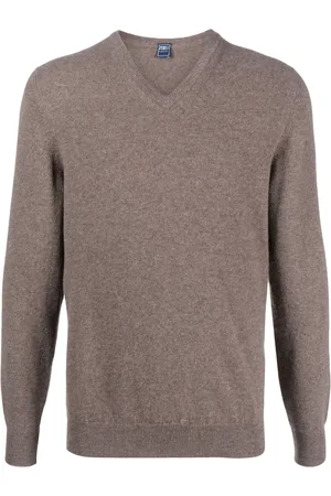 FEDELI V-neck.cashmere jumper