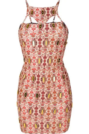 AMIR SLAMA Floral-print cut-out mini dress