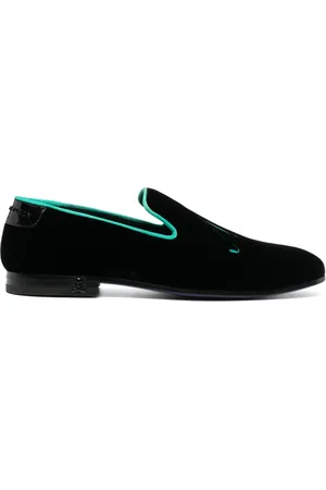 Philipp Plein Slogan-embroidered velvet loafers
