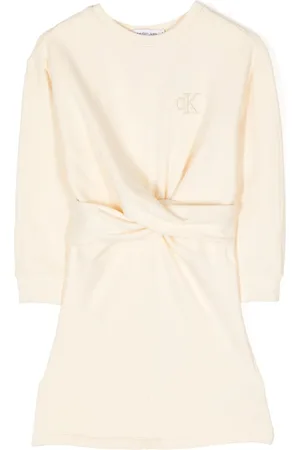 Calvin Klein Logo-embroidered twist-detail cotton dress