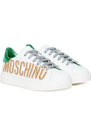Moschino Glittered logo-print sneakers