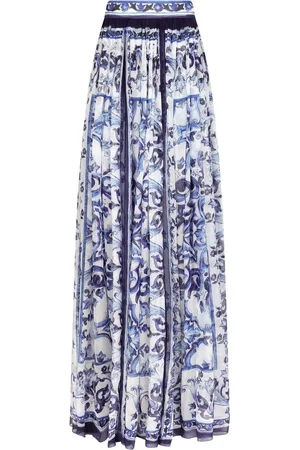 Dolce & Gabbana Majolica-print silk maxi skirt