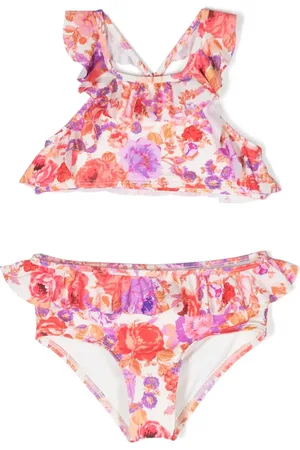 ZIMMERMANN Leaf-print ruffled bikini