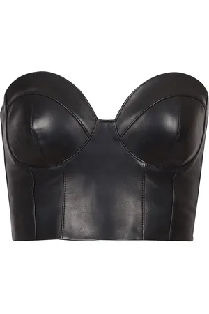 Balmain Zip-up leather corset top