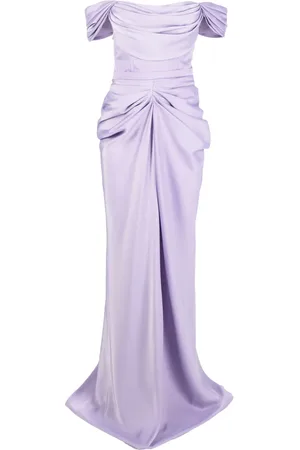 Ana Radu Off-shoulder satin maxi dress