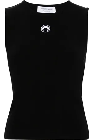 Marine Serre Crescent Moon-embroidered tank top