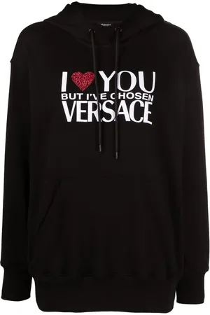VERSACE Crystal-embellished slogan hoodie
