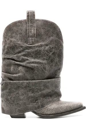 R13 Cracked-effect leather boots