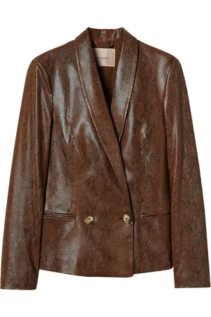 Twin-Set Lizard-skin effect faux leather blazer
