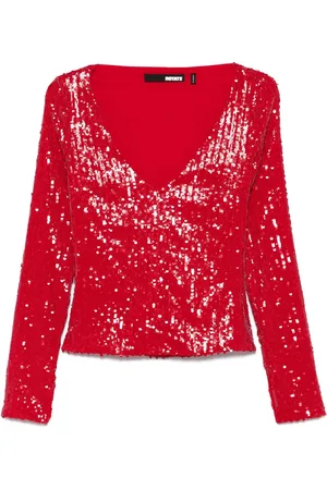 ROTATE Sequins V-neck top