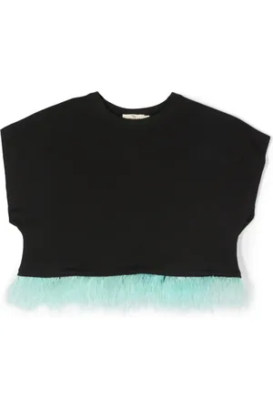 Le pandorine Feather-detail organic cotton T-shirt