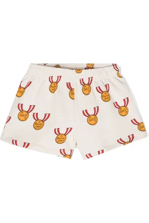 Mini Rodini Medals-print cotton track shorts
