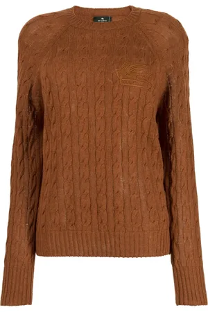 Etro Logo-embroidered cable-knit jumper