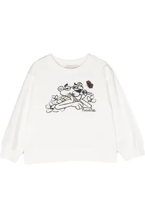MONNALISA Pink Panther-embroidered cotton sweatshirt