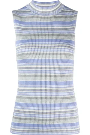 THEORY Horizontal-stripe sleeveless top