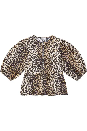 Ganni Leopard-print organic-cotton blouse