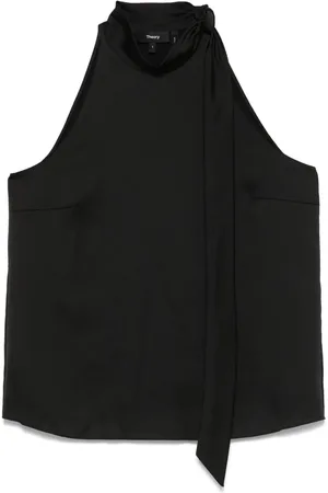 THEORY Textured-satin halter top