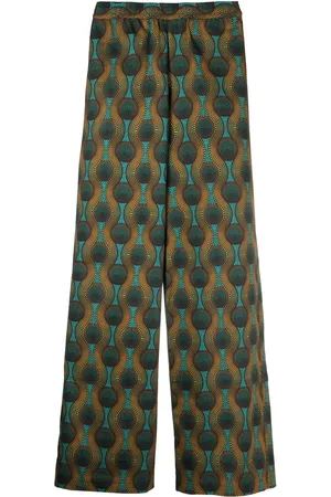 OZWALD BOATENG Geometric-print silk trousers