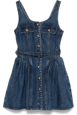 Self-Portrait Flared denim mini dress