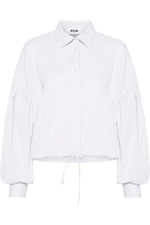 Msgm Drawstring-hem seersucker shirt