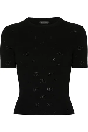 Balenciaga BB pointelle-knit T-shirt