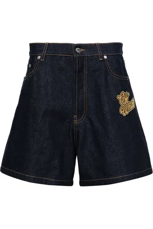 OFF-WHITE Logo-patch cotton denim shorts
