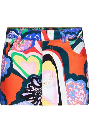 AREA Abstract-print denim miniskirt
